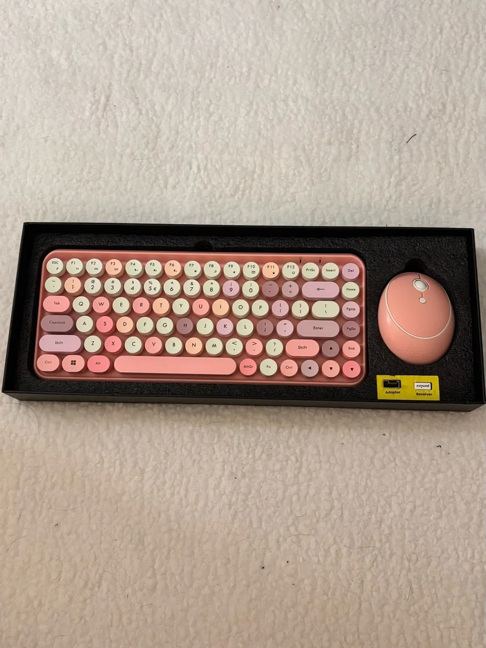Amazon Pink Retro Round-Key Wireless Keyboard and Mouse Combo